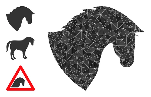 Icône de tête de cheval polygonale vectorielle avec icônes bonus — Image vectorielle