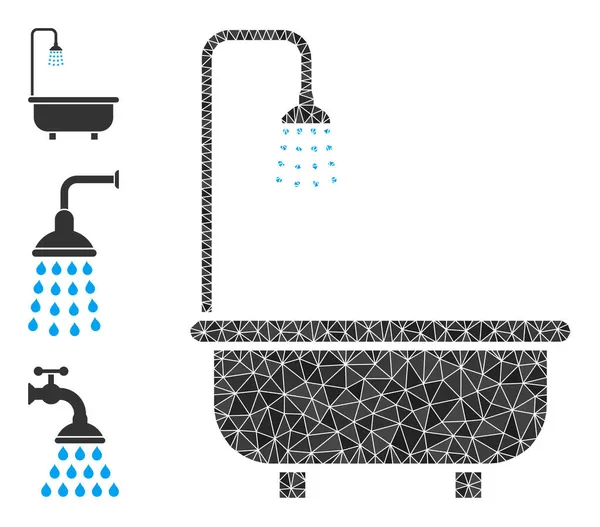 Icône de bain de douche remplie de triangle vectoriel avec d'autres icônes — Image vectorielle