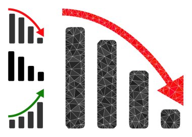 Negatif Trend Simgesini Benzer Simgelerle Doldurulmuş Vektör Üçgeni