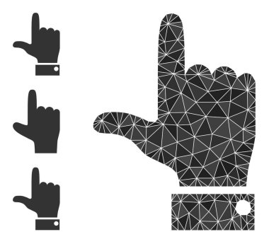 Vektör Lowpoly El Gösterici Simge Yukarı ve İkon Simgeleri