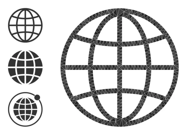 Ícone de esfera global preenchido triângulo vetorial com ícones semelhantes — Vetor de Stock