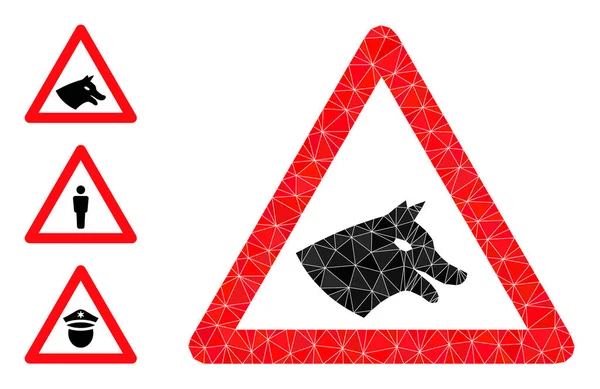 Vector Lowpoly Perro icono de advertencia y otros iconos — Archivo Imágenes Vectoriales