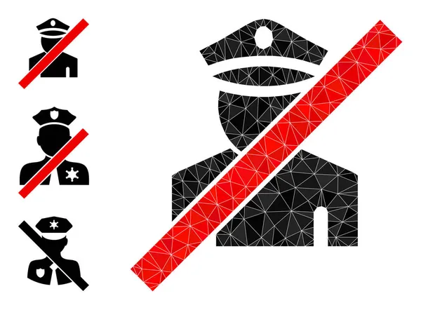 Icona del poliziotto poligonale vettoriale sbagliato con altre icone — Vettoriale Stock