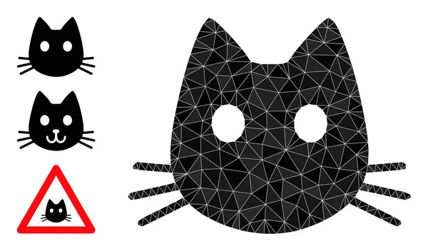 Vector Lowpoly Cat Head Icon and same Icons — стоковий вектор