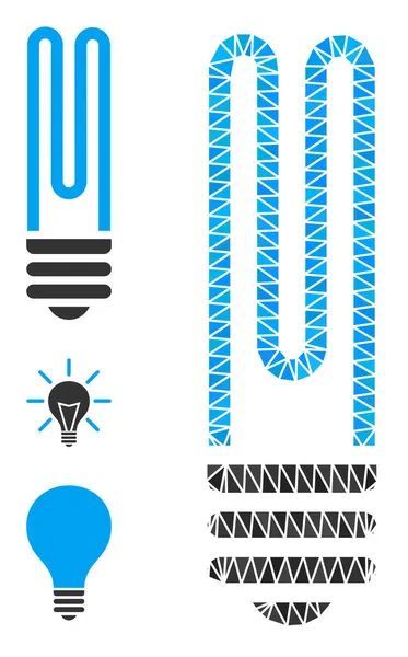Vector Lowpoly Leuchtstoffröhren-Symbol mit Bonus-Symbolen — Stockvektor