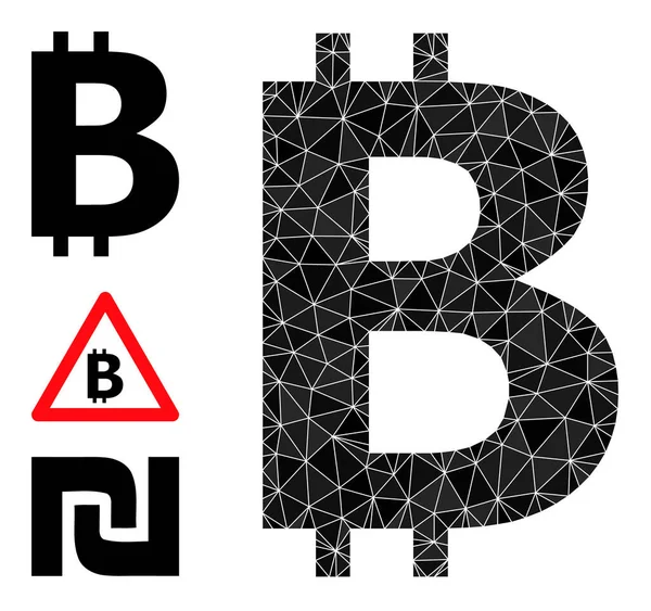 Векторная многоугольная икона Bitcoin с другими иконами — стоковый вектор