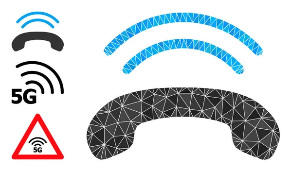 Icône de sonnerie de téléphone remplie de triangle vectoriel et autres icônes — Image vectorielle