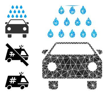 Vektör Üçgeni Oto Yıkama Simgesini Diğer Simgelerle Doldur