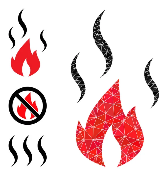 Ateş İçi Dolu Vektör Üçgeni Duman Simgesi ve Benzer Simgeler — Stok Vektör