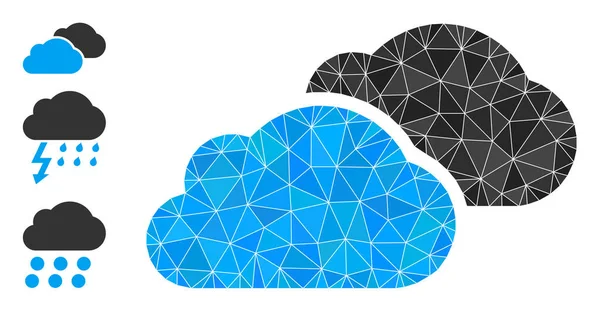 Vector Lowpoly Clouds Icono con iconos similares — Vector de stock
