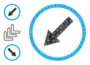 Alt Sol Yuvarlak Ok Simgesi ve Diğer Simgeleri Doldurulmuş Vektör Üçgeni