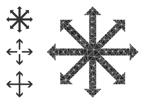 Vector poligonal Expandir Flechas icono con iconos de bonificación — Vector de stock