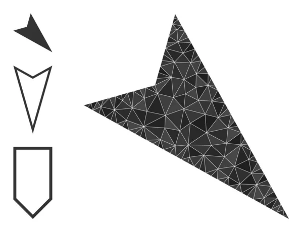 Vector Polygonal Arrowhead Right-Down Icon and Bonus Icons — Stock Vector
