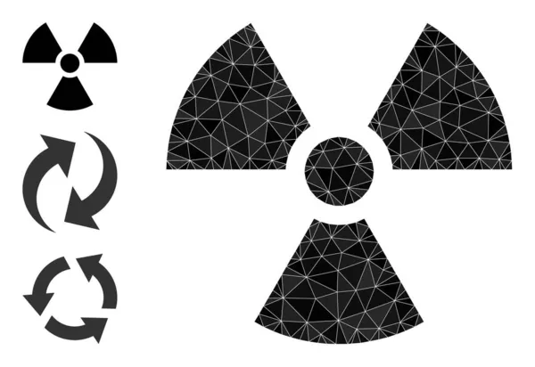 Векторный треугольник, наполненный иконой радиоактивности и аналогичными иконами — стоковый вектор