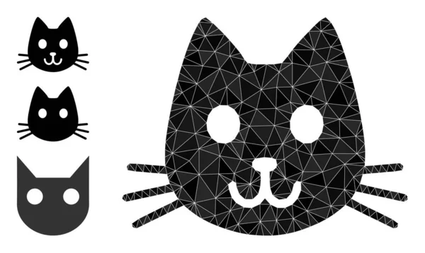 Vector Polygonal Kitty Had Icon with Bonus Icons — Stock Vector