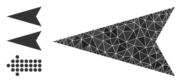 Vector Lowpoly Arrowhead αριστερό εικονίδιο και εικονίδια μπόνους — Διανυσματικό Αρχείο