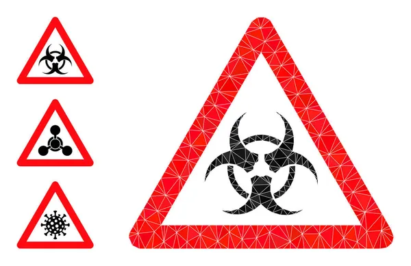Vektor Polygonal Biohazard Varning Ikon med andra ikoner — Stock vektor