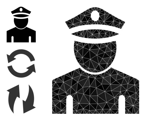 Vektor-Dreieck füllte Polizisten-Ikone mit anderen Symbolen — Stockvektor