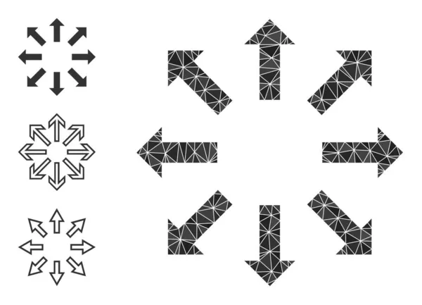 Vektor háromszög töltött Robbanó nyilak ikon hasonló ikonokkal — Stock Vector