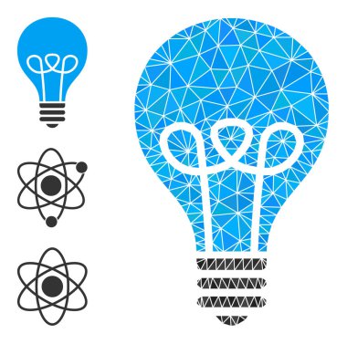 Vektör Üçgeni Doldurulmuş Lamba Ampul Simgesi ve Bonus Simgeleri