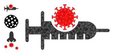 Vektör Lowpoly Virüs Aşısı Simgesi ve Diğer Simgeler