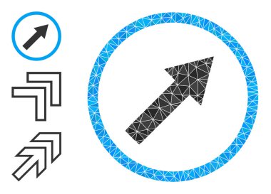 Vektör Lowpoly Yukarı-Sağ Yuvarlak Ok Simgesi ve Bonus Simgeleri