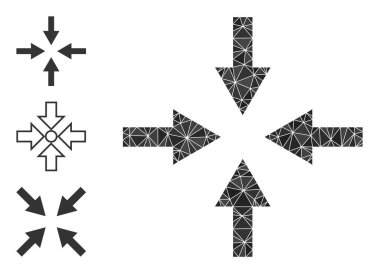 Vektör Lowpoly Sıkıştırma Okları Simgesi Diğer Simgelerle