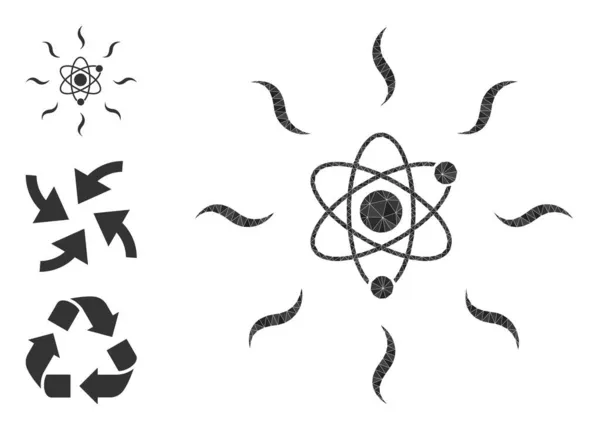 Vector Lowpoly Quantum Icono de Radiación y Bonus Iconos — Vector de stock