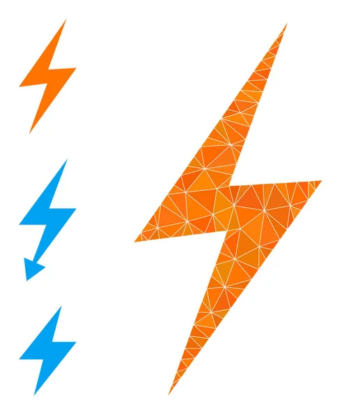 Icono de chispa eléctrica poligonal vectorial con iconos de bonificación — Archivo Imágenes Vectoriales