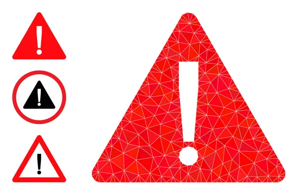 Icône d'avertissement vectorielle Lowpoly avec des icônes similaires — Image vectorielle