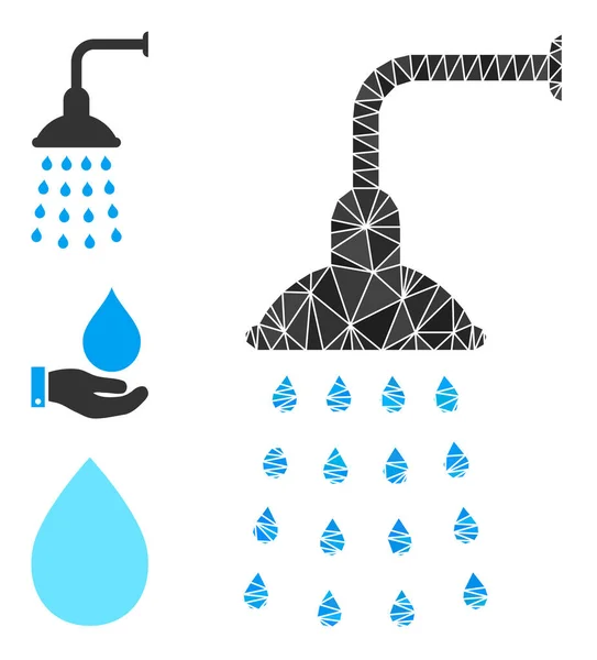 Icono de ducha lleno de triángulo vectorial con iconos similares — Archivo Imágenes Vectoriales
