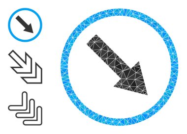 Sağ Aşağı Yuvarlak Ok Simgesini Benzer Simgelerle Doldurulmuş Vektör Üçgeni