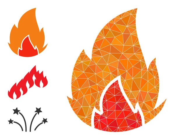 Vektor-Polygonales Feuer-Symbol und Bonus-Symbole — Stockvektor