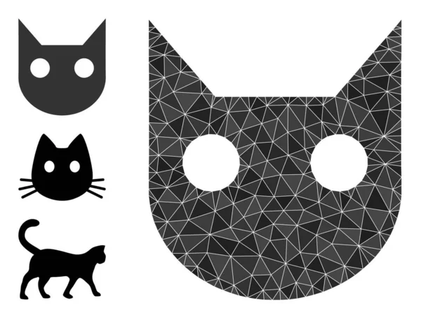 Ícone de cabeça de gato preenchido triângulo vetorial e ícones semelhantes — Vetor de Stock