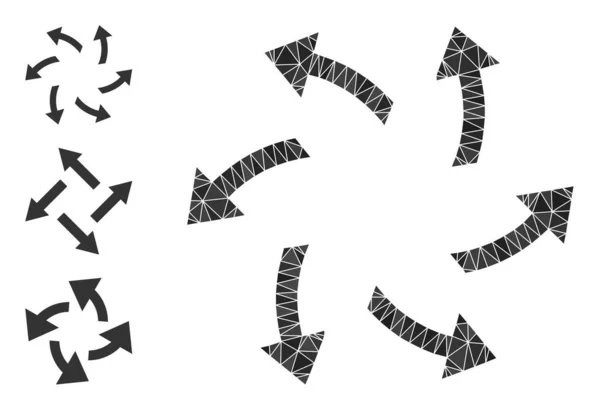 Vector Driehoek Gevulde Centrifugale Pijlen Pictogram met Bonus Pictogrammen — Stockvector