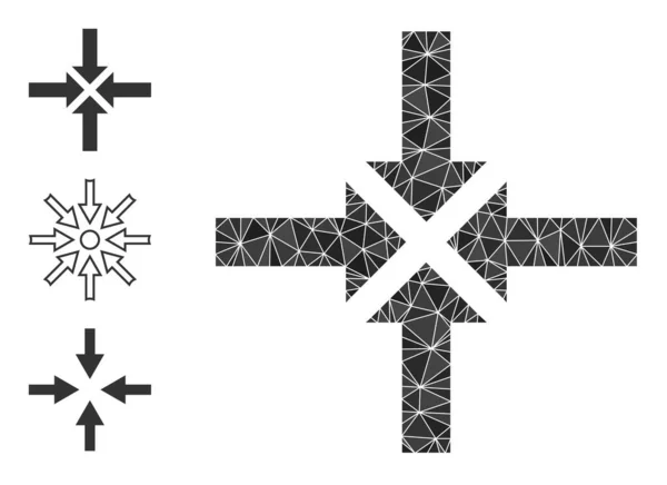 Vector triángulo llenado Comprimir flechas icono y otros iconos — Vector de stock