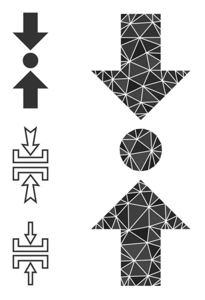 Vector polygonale druk verticale pictogram met soortgelijke pictogrammen — Stockvector