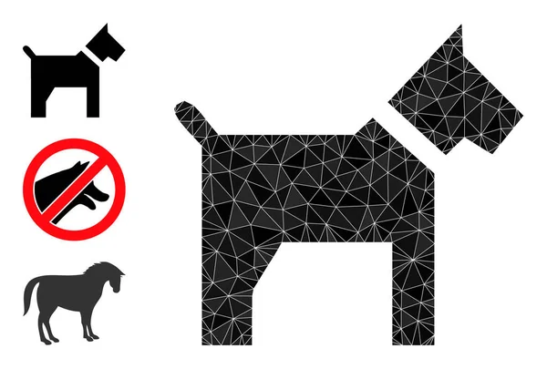 Icône vectorielle polygonale pour chien avec icônes bonus — Image vectorielle