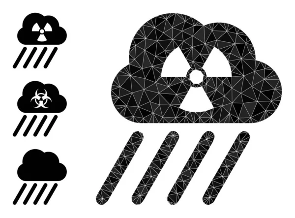 Icône de pluie radioactive vectorielle Lowpoly avec icônes bonus — Image vectorielle