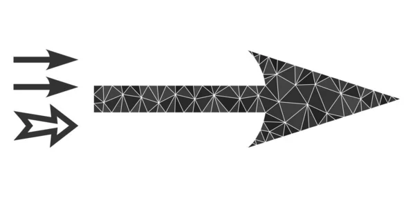Icono derecho de flecha aguda poligonal vectorial con iconos de bonificación — Vector de stock