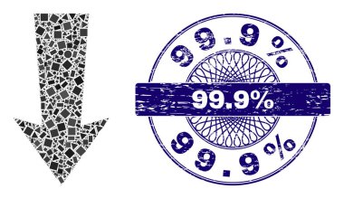 İmdat% 99.9 Mühür ve Geometrik Ok Aşağı Mozaik