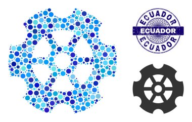 Kederli ECUADOR Yuvarlak Guilloche Damga ve Vites Bileşimi Yuvarlak Noktalar Simgesi