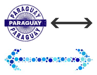 Kederli PARAGUAY Yuvarlak Guilloche Mühür Mührü ve Yuvarlak Noktalar Yatay Dönme Kolajı Simgesi
