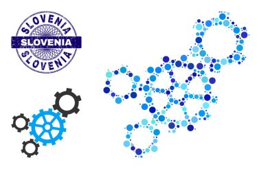 Çizilmiş SLOVENIA Yuvarlak Guilloche Damga ve Mekanizma Kompozisyon Yuvarlak Noktalar Simgesi