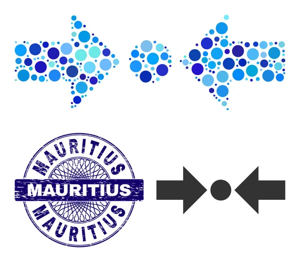 Sceau Guilloché Rond MAURICE rayé et Icône Mosaïque Horizontale à Pois Ronds — Image vectorielle
