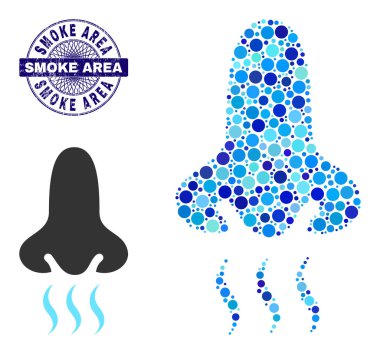 Çizilmiş SMOKE AREA Yuvarlak Guilloche Mühür Mühür ve Snuff Kompozisyon Yuvarlak Noktalar Simgesi