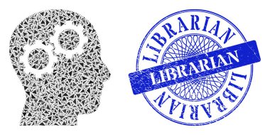 Lastik Kütüphaneci Damgası ve Üçgen Beyin Takımları Mozaiği