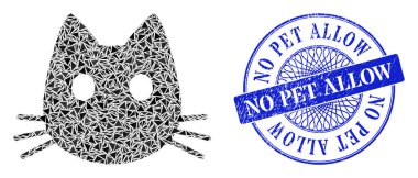 Grunge Hayvansız Pul ve Üçgen Kedi Başlı Mozaiğe İzin Ver