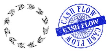 Grunge Cash Akış Damgası ve Üçgen Dolaşım Mozaiği