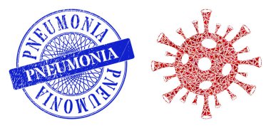 Grunge Zatürree Rozeti ve Coronavirüs Mozaiği